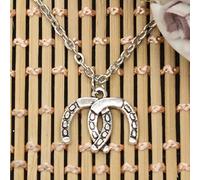 Collana Pendente Moda Doppio Fortunato Cavallo A Ferro di Cavallo Pendenti Rotonda Catena Croce Corta Lunga da Uomo Donna Argento Colore Collana Regalo Bomboniere per Feste di Gioielli