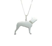 Collana pendente razza BOSTON TERRIER ciondolo cane argento INCISIONE GRATUITA