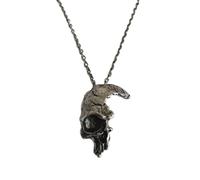 Collana Pendente Rotto danneggiato Mezza Faccia Teschio Ciondolo Collana Uomo Moda Biker Gioielli Punk Rock Colore Argento Antico Bomboniere per Feste di Gioielli