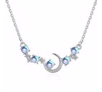 Collana Pendente Stella e Luna Vintage Moon Pendant Collane di Diamanti ,Zirconia Ciondolo Catena Collana a Forma di Luna per Donna e Ragazza