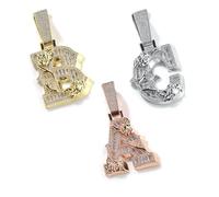 Collana Pendente Vite Rosa, Lettera Iniziale Personalizzata Gioiello | Design rose e viticci in ottone 18K con zirconi. Pendente floreale romantico, gioiello elegante per uomo.