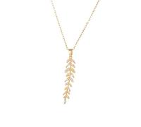 Collana Pendente zircone Piuma Foglia d'oro in Acciaio Inossidabile per Le Donne Trend Fashion Neck Jewelry Regalo di Festa