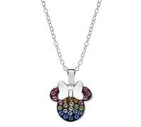 Collana per Bambine in Argento, con Ciondolo raffigurante Minnie o Mickey Mouse, Rosa o Conchiglia, Impreziosito con Zirconia - Minnie 1