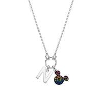 Collana per Bambine in Argento con Iniziale del Proprio Nome e Sagoma di Mickey Mouse in Zirconia - Lettera N