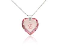 Collana per bambini in argento Sterling 925 con elementi Swarovski, ciondolo a forma di cuore rosé AB e incisione lettere A - Z.