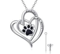 Collana per cani con urna per ceneri S925 in argento con urna a forma di cuore, per sempre nel mio cuore, ciondolo per urna Memorial, gioielli carini cuccioli, regali per donne
