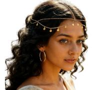 Collana per capelli in oro da donna, indovina, in oro, boho, a strati, con nappa, per capelli, per donne, ragazze, carnevale, matrimoni, feste a tema