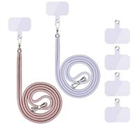 Collana per cellulare universale, cordino per cellulare, telefono universale intorno al collo con cuscinetto per cellulare, regolabile e rimovibile. (2 oro rosa+grigio)