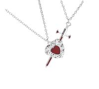 Collana per coppie, ciondolo a forma di cuore e rapier, significativo simbolo dell'amore, catena regolabile, regalo di nozze per anniversario, One Size, come descritto, come descritto