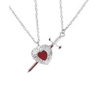 Collana per coppie, ciondolo a forma di cuore e rapier, significativo simbolo dell'amore, catena regolabile, regalo di nozze per anniversario, One Size, come descritto, come descritto