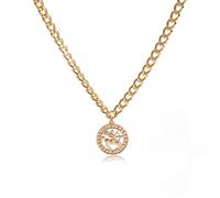Collana per donna, collana con catena a clavicola, collana con ciondolo a moneta intagliata con zodiaco retr貌, collana per donna, vintage, lettera Sagittario, costellazione, regali di moda Sagittar