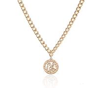 Collana per donna, collana con catena a clavicola, collana con ciondolo a moneta intagliata con zodiaco retr貌, collana per donna, vintage, lettera Sagittario, costellazione, regali di moda, Acquari