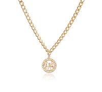 Collana per donna, collana con catena a clavicola, collana con ciondolo a moneta intagliata nello zodiaco retr貌, collana per donna, vintage, lettera Sagittario, costellazione, regali di moda Gemell
