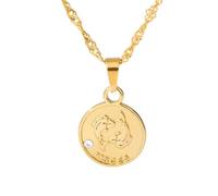 Collana per donna con catena a clavicola, collana con ciondolo a dodici costellazioni, collana con catena a clavicola femminile, retr貌, rotonda, segno zodiacale, regali I