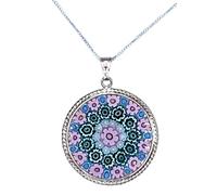 Collana per Donna Con Pendente Murrina Milefiori Venezia In Vetro Originale Di Murano E Argento 925 (COLORE 1)
