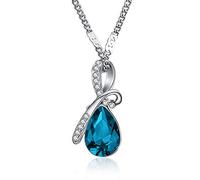 Collana per donna, goccioline d'acqua Collana elegante con ciondolo in cristallo con strass Collana donna con catena blu scuro Elegante e popolareUtile e pratico.