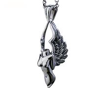 Collana per Donne, Collana Angelo Custode Donne Vintage ossidate per Sempre Unisex Angel Wings collane per Uomini Ragazze, Catena da 17,7 Pollici, Catena da 17,7 Pollici