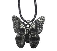 Collana per Halloween, collana da uomo con teschio a farfalla, ciondolo intagliato in corda nera retrò per festival, compleanno, festa della mamma, papà, fratello