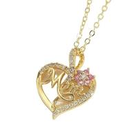 Collana per la festa della mamma alla moda con ciondolo a forma di fiore rosa, accessorio estetico per il collo attraente e professionale