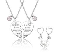 Collana per sorella per 2 - regalo per sorella maggiore, regalo di compleanno per sorelle, collane e portachiavi con ciondolo a forma di cuore puzzle per migliore amica, collana per migliore amica