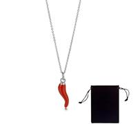 Collana per uomo e donna con ciondolo a forma di corno italiano 3D, catena in acciaio inossidabile 316L, amuleto portafortuna, collana portafortuna, regalo per uomo e donna