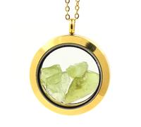 Collana Peridoto Grezzo. Modello Medaglione 30 Mm. Colore Oro.