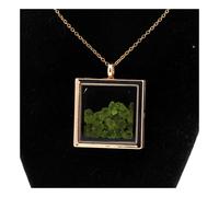 Collana Peridoto Grezzo. Modello Quadrato. Colore Oro Rosa.