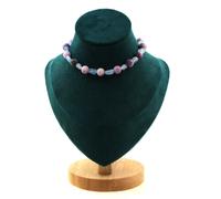 Collana Perle Acquamarina Del Brasile + Mica Viola Opaco 8 MM Catena IN Collana