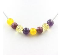 Collana Perle Agata Gialla + Lepidolite + Citrino + Ametista 8 Mm Catena In Ac