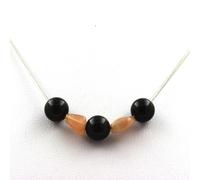 Collana Perle Agata Nera 8 Mm + Pietra Del Sole Della Tanzania Catena In Acciaio