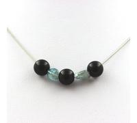 Collana Perle Agata Nero 8 MM + Apatite Del Brasile Catena Acciaio