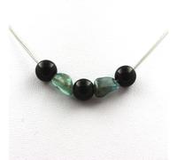 Collana Perle Agata Nero 8 MM + Apatite Di Brasile Catena IN Acciaio