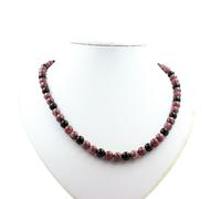 Collana Perle Agata Nero + Lepidolite 8 MM Catena IN Acciaio Inossidabile