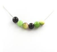 Collana Perle Agata Nero + Tormalina melon D'Acqua + Peridoto 8 MM Catena IN AC
