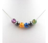 Collana Perle Agata Phylum Multicolore + Ematite 8 Mm. Catena IN Collana Fem