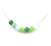 Collana Perle Agata Verde +Aventurina +Peridoto +Angelite 8 MM Catena IN ,