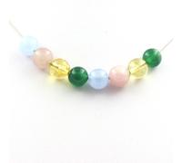 Collana Perle Aigue-Marine + Quarzo Rosa + Agata Verde + Citrino 8 Mm Catena E