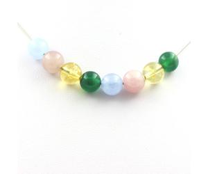 Collana Perle Aigue-Marine + Quarzo Rosa + Agata Verde + Citrino 8 Mm Catena E