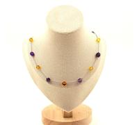 Collana Perle Ambra Autentica Del Mare Mar Baltico + Ametista Brasile Catena E