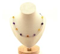 Collana Perle Ambra Autentica Del Mare Mar Baltico + Ametista Del Taglia