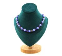 Collana Perle Ametista Del Brasile + Agata Crazy Lace Blu 8 MM Catena Collana