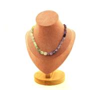 Collana Perle Ametista Del Brasile + Prehnite Del Canada Catena IN Collana Donna