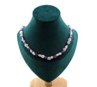 Collana Perle Ametista + Pietra di Luna + Kunzite Catena IN Acciaio Taglia Pers
