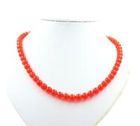 Collana Perle Calcedonio Rosso 8 MM Catena IN Acciaio Inossidabile