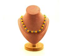 Collana Perle Cianite Blu Del Brasile + Agata Giallo 8 MM Catena IN da Donna