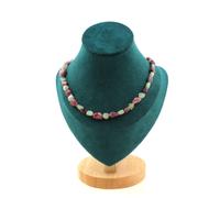 Collana Perle Cianite Verde Del Brasile + Tormalina Rubellite Del Collana Donne