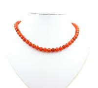 Collana Perle Corniola D Uruguay Qualità 5 A 8 MM Catena IN Acciaio Inossidabile