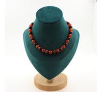 Collana Perle Corniola D Uruguay Qualità 5A + Occhio di Tigre Rosso 8 MM Catena