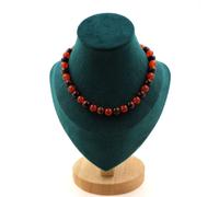 Collana Perle Corniola D Uruguay Qualità 5A + Occhio di Tigre Rosso 8 Taglia Pe