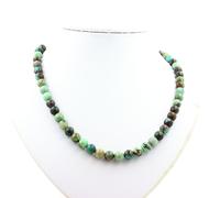 Collana Perle Crisocolla Di Namibia Qualità 7A 8 MM Catena IN Acciaio Inox